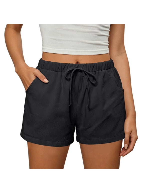 Running Shorts for Women Loose Straight Solid Minimalist Shorts High Waist Drawstring Casual Yoga Gym Shorts with Pockets