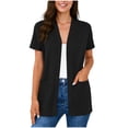 thumbnail image 1 of PBFRDSJ Short Sleeve Cardigan for Women Casual Open Front Lightweight Cardigan Elegant Vintage Jackets with Pockets, 1 of 8