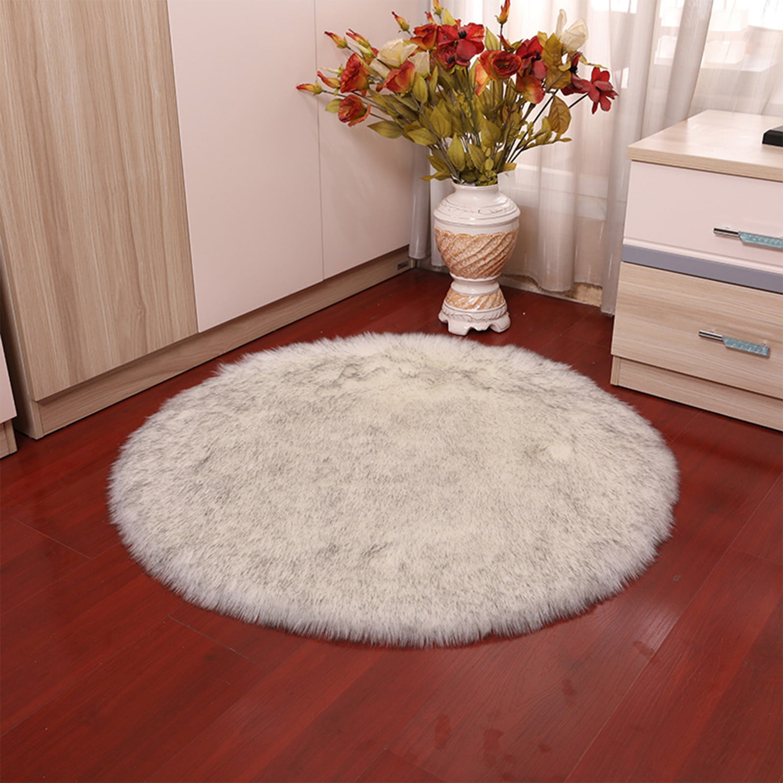 Round Rug Fuzzt PBFRDSJ Soft Round Shaggy Rug, Faux Fur Area Rug, Fluffy Plush Carpets ...
