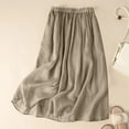 thumbnail image 1 of PBFRDSJ Summer Skirt Women Loose Fit Fold Elastic Waist Knee Length Skirt Solid Color Cottton Lightweight Mid-Length Skirt, 1 of 3
