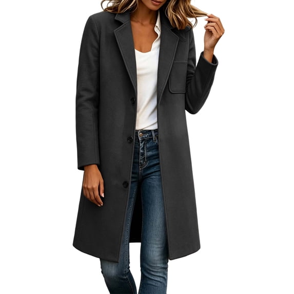 PBFRDSJ Warm Button Front Peacoat Jacket Notched Lapel Collar Long Sleeve Peacoat for Street Office Business