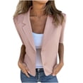 thumbnail image 1 of PBFRDSJ Women Short Sleeve Blazer Notched Lapel Two Button Casual Lightweight Spring Summer Jackets Versatile Street to Office Suit Jacket, 1 of 6