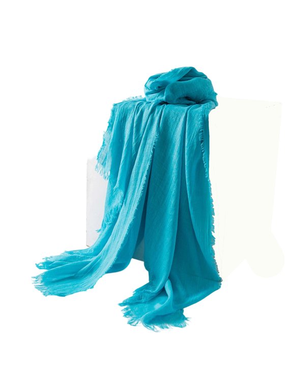 Women Textured Weave Scarf Raw Fringe Shawl Lightweight Airy Oversized Wrap for Casual Daily Outing