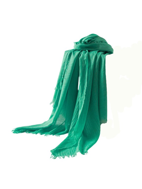 Women Textured Weave Scarf Raw Fringe Shawl Lightweight Airy Oversized Wrap for Casual Daily Outing