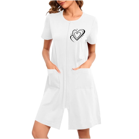 PBFRDSJ Women Valentine's Day Print Zipper Comfortable Pajamas With Pockets