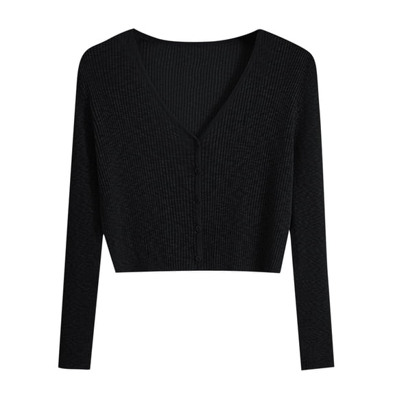 PBFRDSJ Women's 100% Cotton Bolero Shrug Long Sleeve Button Down V Neck Cover Up Wrap Crop Tops