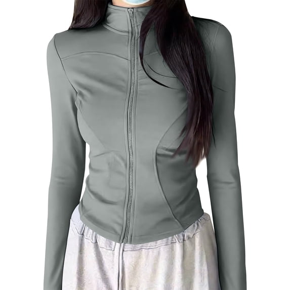 PBFRDSJ Women's Athletic Jacket High Neck Full Zip Slim Fit Sports Jacket Breathable Sun Protection UPF50+ Lightweight Sportswear for Yoga Running Workout