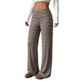 thumbnail image 1 of PBFRDSJ Women's Black Striped Wide Leg Pants Textured Elastic Waist Casual Lounge Trousers Lightweight Comfy Stretchy Loose Pants, 1 of 6