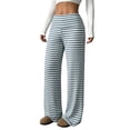 thumbnail image 1 of PBFRDSJ Women's Black Striped Wide Leg Pants Textured Elastic Waist Casual Lounge Trousers Lightweight Comfy Stretchy Loose Pants, 1 of 6
