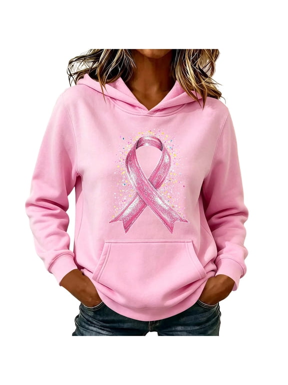 Women's Breast Cancer Awareness Hoodie in October We Wear Pink Shirts Support Survivor Gift