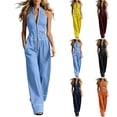 thumbnail image 1 of PBFRDSJ Women's Halter Neck Front Zip Jumpsuit Spaghetti Strap Wide Leg Casual Jumpsuits with Pockets Sizes S-2XL, 1 of 6