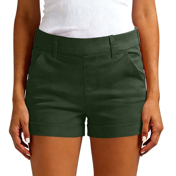 PBFRDSJ Women's Hiking Shorts Summer Lightweight Outdoor Golf Active Shorts Cuff Hem Solid Cargo Shorts with Pockets