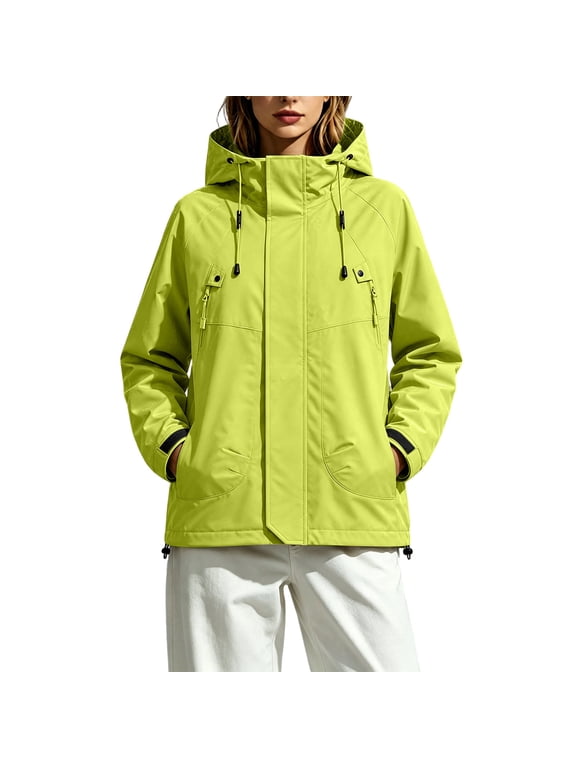 Women's Hooded Outdoor Windbreaker Long Sleeve Zip Up Jacket Waterproof Warm Winter Snow Coat for Skiing Snowboarding Sizes XS-2XL