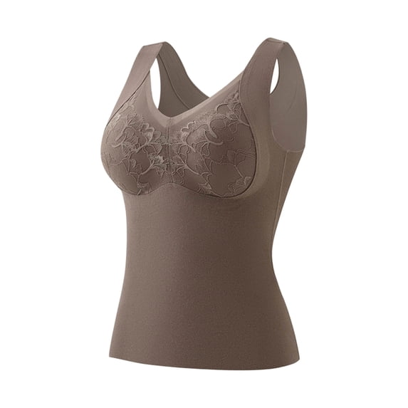 PBFRDSJ Women's Lace Camisole Tank Top Seamless Tummy Control Compression Shapewear Camisoles V Neck Ribbed Slim Fitted Tops