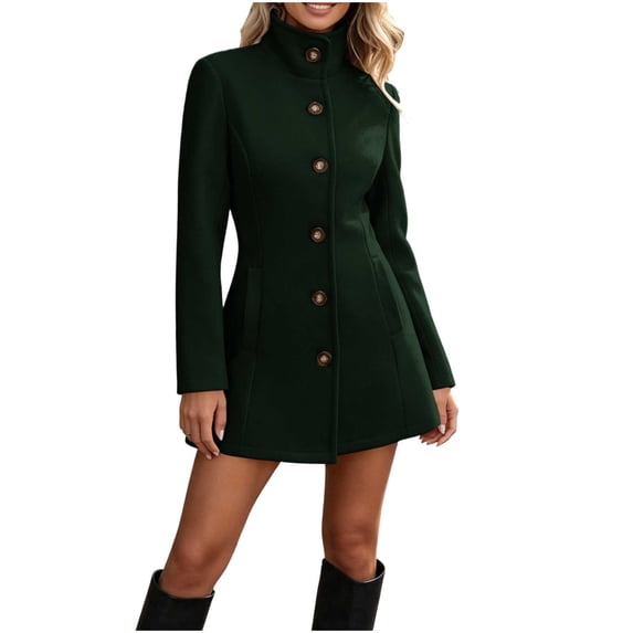PBFRDSJ Women’s Long One Breasted Overcoat Vintage A-line Flare Winter Coat Warm Dressy Outerwear