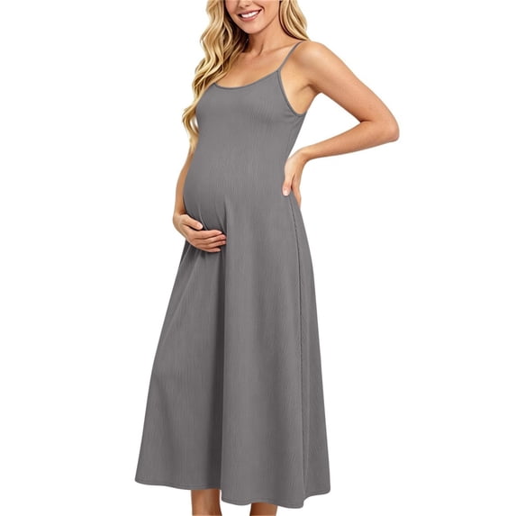 PBFRDSJ Women's Maternity Cami Dresses Sleeveless Backless Casual Dress Spaghetti Strap Flowy Loose Long Sundress