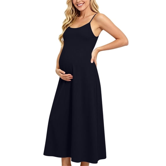 PBFRDSJ Women's Maternity Cami Dresses Sleeveless Backless Casual Dress Spaghetti Strap Flowy Loose Long Sundress