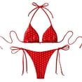 thumbnail image 1 of PBFRDSJ Women's Polka Dots Bikini Set Halter Triangle String Thong Y2k Summer Beach Two Piece Swimsuit, 1 of 6
