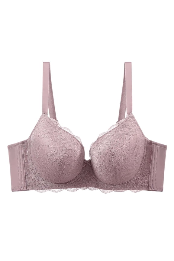 Women's Push-up Bra 3/4 Coverage Low V-Neck Lace Daily Bra Adjustable Spaghetti Strap Lifting Breathable Bralettes