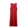 thumbnail image 1 of PBFRDSJ Women's Round Neck Henley Sleeveless Midi Nightgown Loose Soft Tank Sleep Dress for Home Daily Wear Sizes XL-5XL, 1 of 8