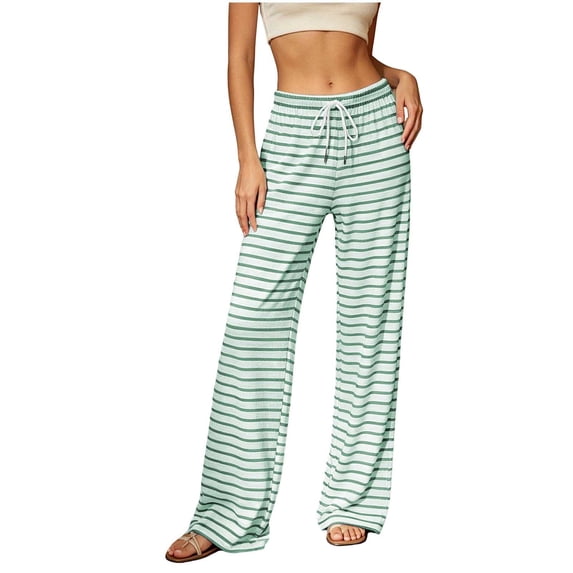 PBFRDSJ Women's Striped Pajama Pants Lightweight Loose Wide Leg Pants with Adjustable Drawstring Lounge Casual Pants Sizes L-2XL