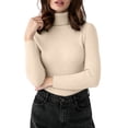 thumbnail image 1 of PBFRDSJ Women's Turtleneck Ribbed Knit Top Long Sleeve Slim Fit Pullover Sweaters Soft Warm Cozy Basic Stretchy Tops Free Sizes, 1 of 9