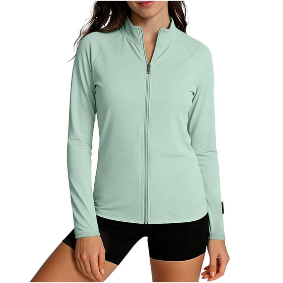 PBFRDSJ Women's UPF 50+ Sun Protection Jacket Long Sleeve Full Zip Lightweight Rash Guard Stretchy Gym Running Jacket
