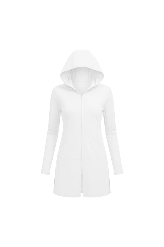 Women's UPF 50+ Swim Cover Up Full Zip Hoodie Beach Coverups Summer Lightweight Long Jacket
