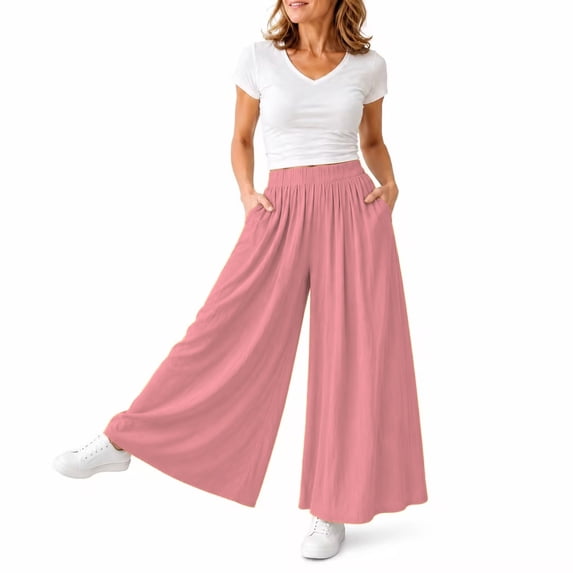 PBFRDSJ Women's Y2k Baggy Palazzo Wide Leg Pants Casual High Waisted Solid Pants for Lounge Wear