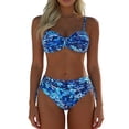 thumbnail image 1 of PBFRDSJ Womens Bikini Swimsuits Spaghetti Strap Retro Bra Top Abstract Print 2 Piece Bathing Suit Beach Bikini Swimwear, 1 of 8