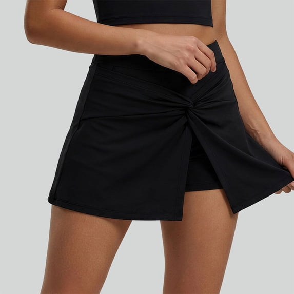 PBFRDSJ Womens Flowy Wrap Skirt Y2K High Waisted Athletic Skorts with Build-in Shorts Side Slit Mini Tennis Skirt