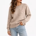 thumbnail image 1 of PBFRDSJ Womens Long Sleeve Floral Graphic Sweaters Soft Flower Knit Pullover Crew Neck Fall Winter Holiday Outfits Sizes S-XL, 1 of 1