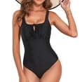 thumbnail image 1 of PBFRDSJ Womens One Piece Swimsuits Square Neck Tie Front Ruched Bathing Suit Tummy Control High Waisted Swimwear, 1 of 4
