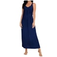 thumbnail image 1 of PBFRDSJ Womens Sleeveless Nightgown Modal Solid Long Nightgowns Pleated V Neck Soft Loungewear, 1 of 6