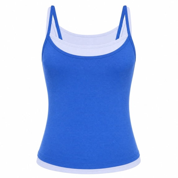 PBFRDSJ Womens Summer Sleeveless Tank Tops 100%Cotton Scoop Neck Casual Spaghetti Strap Camisole Shirt Stretchy Slim Fitted Basic Tops