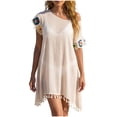 thumbnail image 1 of PBFRDSJ Womens Swimsuit Cover Up Boho Tassel Hem Sheer Mesh Beach Sundress Loose Fit Summer Tunic for Vacation, 1 of 7