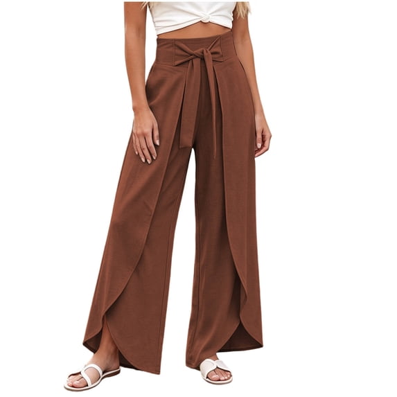 PBFRDSJ Womens Wide Leg Dress Pants High Waisted Flowy Palazzo Pants Business Casual Office Pants for Workwear