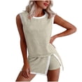 thumbnail image 1 of PBFRDSJ Workout Sets for Women Sleeveless Ribbed Tank and Stretchy Athletic Skort Contrast Trim Outfit for Running Beach Golf, 1 of 7