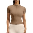 thumbnail image 1 of PBFRDSJ Workout Tops for Women Lightweight Full Zip Slim Fit Athletic Jacket 1/4 Sleeve Workout Tops for Yoga Gym Running, 1 of 4