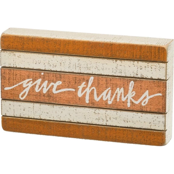 PBK Fall Decor - Rustic Primitive Give Thanks Slat Box Sign