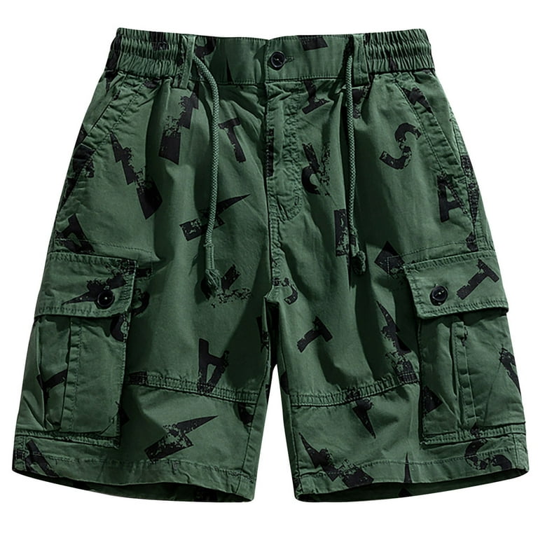 PBNBP Cargo SHorts for Men,Men's Camo Cargo Shorts Relaxed Fit Outdoor  Shorts Drawstring Jogger Shorts Summer Casual Work Shorts 