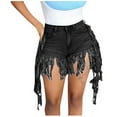 thumbnail image 1 of PBNBP Denim Shorts Womens Mid Waisted Tassel Denim Short Pants Summer Skinny Stretch Ripped Frayed Raw Hem Casual Jean Short for Women, 1 of 6