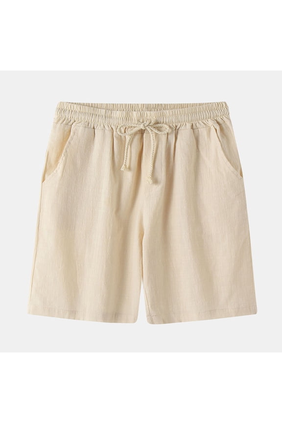 Linen Pants,Men's Athletic Shorts, Favorite Cotton Linen Jersey Shorts,Mens Cotton Linen Shorts Summer Mid-waist Drawstring Shorts