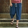 thumbnail image 1 of PBNBP Linen Pants,Mens Baggy Linen Capri Pants Casual Harem Summer Relaxed Elastic Waist Below Knee Long Shorts with 4 Pockets, 1 of 6