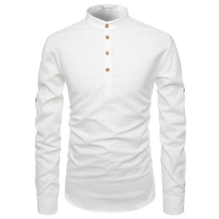 PBNBP Linen Shirts for Men 2023 Mens Long Sleeve Cotton Linen