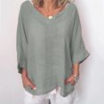 thumbnail image 1 of PBNBP Linen Shirts for Women,Women's Tunic Blouse Tops Fashion Plus Size Solid Color Cotton Linen Loose Casual Long Sleeve V-Neck Tees Shirts Pullover, 1 of 5