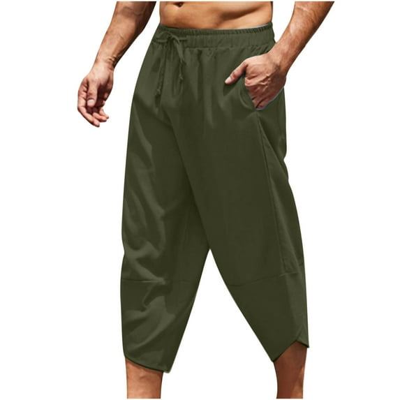 PBNBP Linen Shorts for Men 2023,Linen Shorts for Mens Casual Classic Fit 11 Inch Inseam Elastic Waist Shorts Workout Sweatpants Beach Swim Crop Shorts