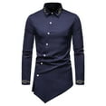 thumbnail image 1 of PBNBP Mens Dress Shirts Asymmetrical Hem Long Sleeve Button Down Shirts Luxury Stretchy Wrinkle Free Shirts Wedding Shirts, 1 of 4