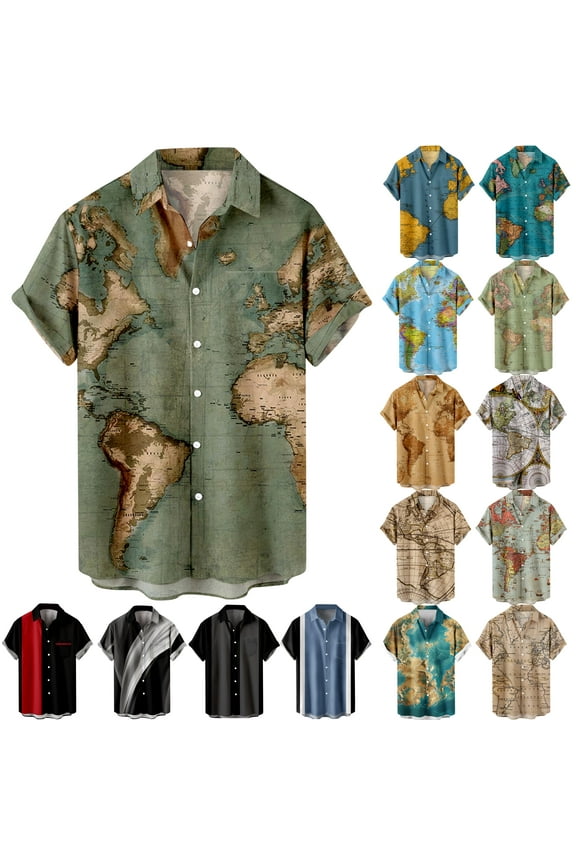 Mens Shirts,Hawaiian Shirt for Men Short Sleeve Button Up Shirts Fashion 3D Print Aloha Shirts for Men