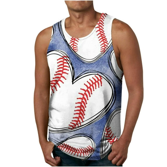 PBNBP Tank Tops Men Baseball Tanks Tops for Mens Cool Printed Graphic Sleeveless Tank Top Muscle Shirt for Workout Gym Jogging